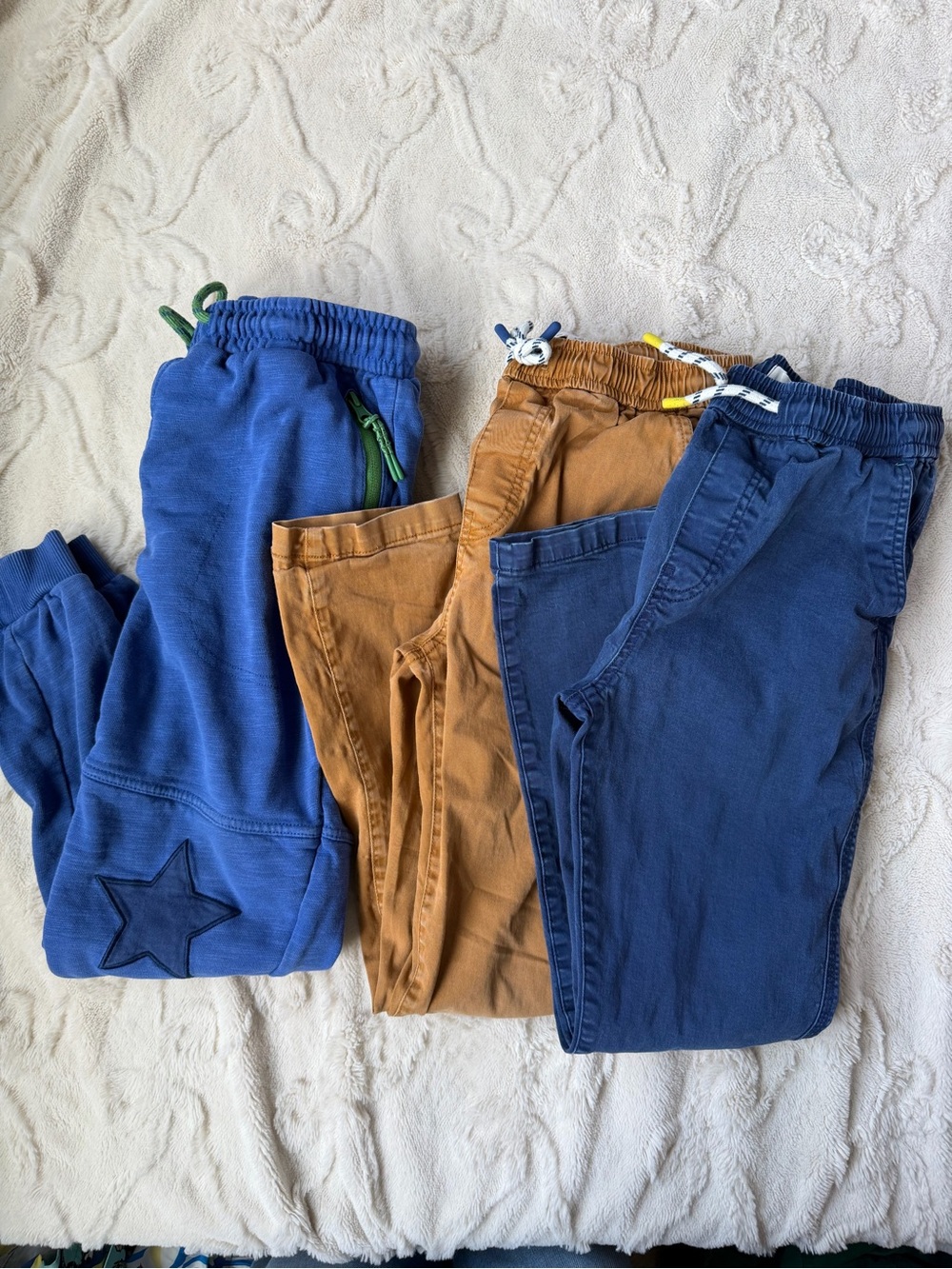 Kids Elastic Waist Pants - Blue and Brown